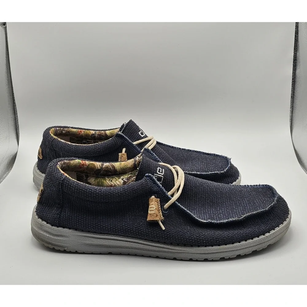 Hey Dude Men's Wally Eden Blue Canvas Slip-On Casual Shoes US 13
